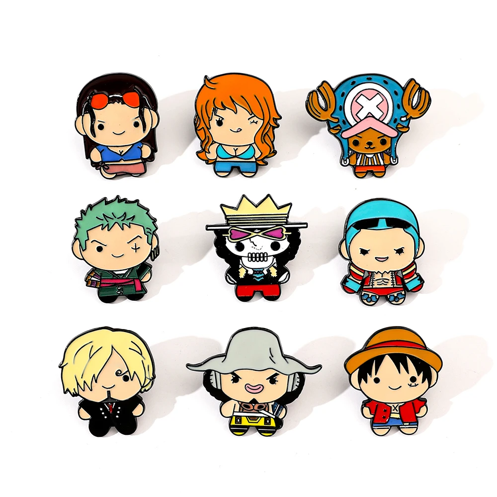 Anime One Piece Merchandise - 9 Pcs Creative Cartoon Brooch Anime