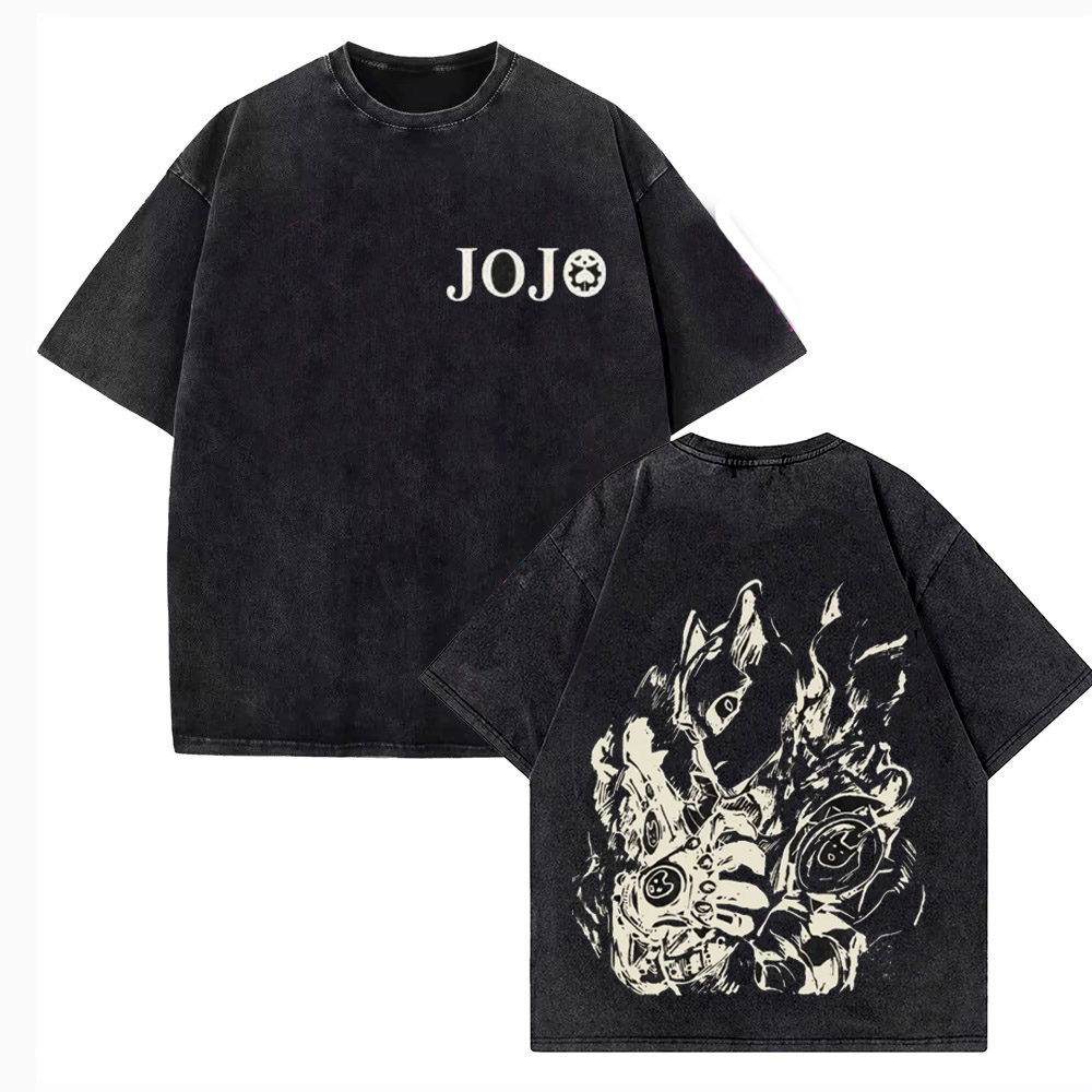 Vintage Washed TShirt Men JoJo - Jojo Anime Merchandise 评论和价格