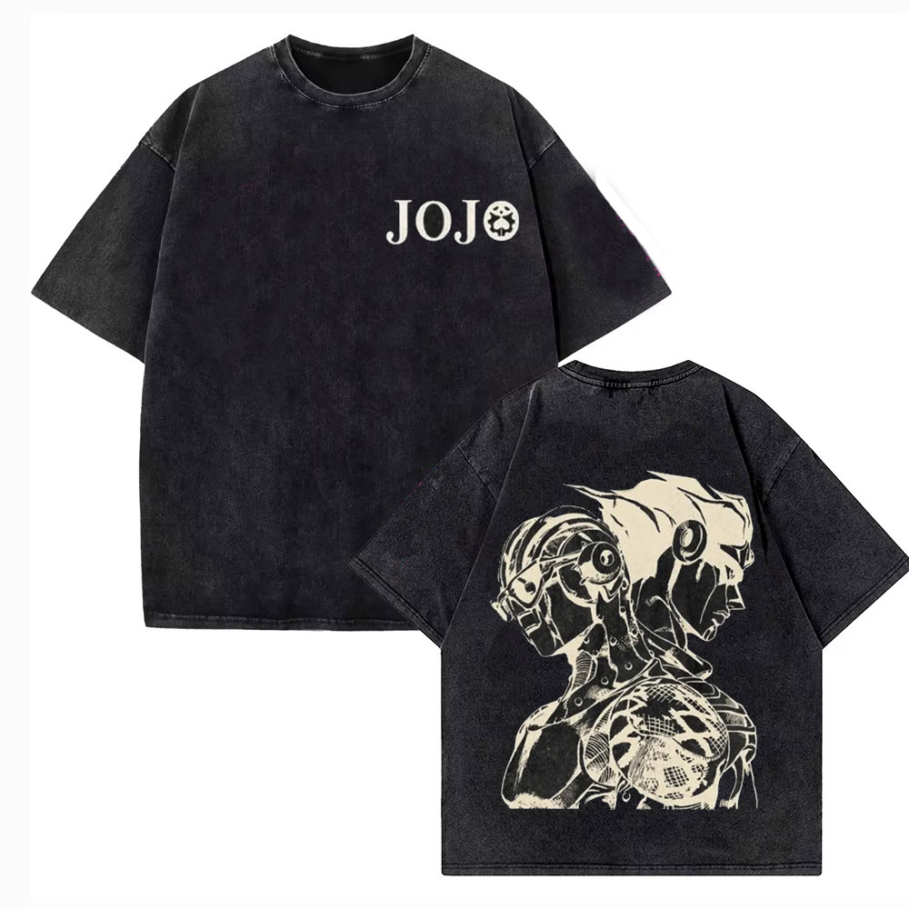 Vintage Washed TShirt Men JoJo - Jojo Anime Merchandise 评论和价格
