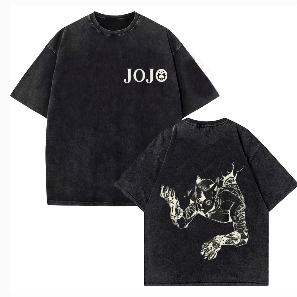 Vintage Washed TShirt Men JoJo - Jojo Anime Merchandise 评论和价格