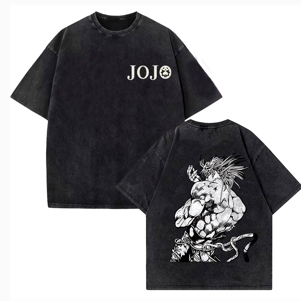 Vintage Washed TShirt Men JoJo - Jojo Anime Merchandise 评论和价格