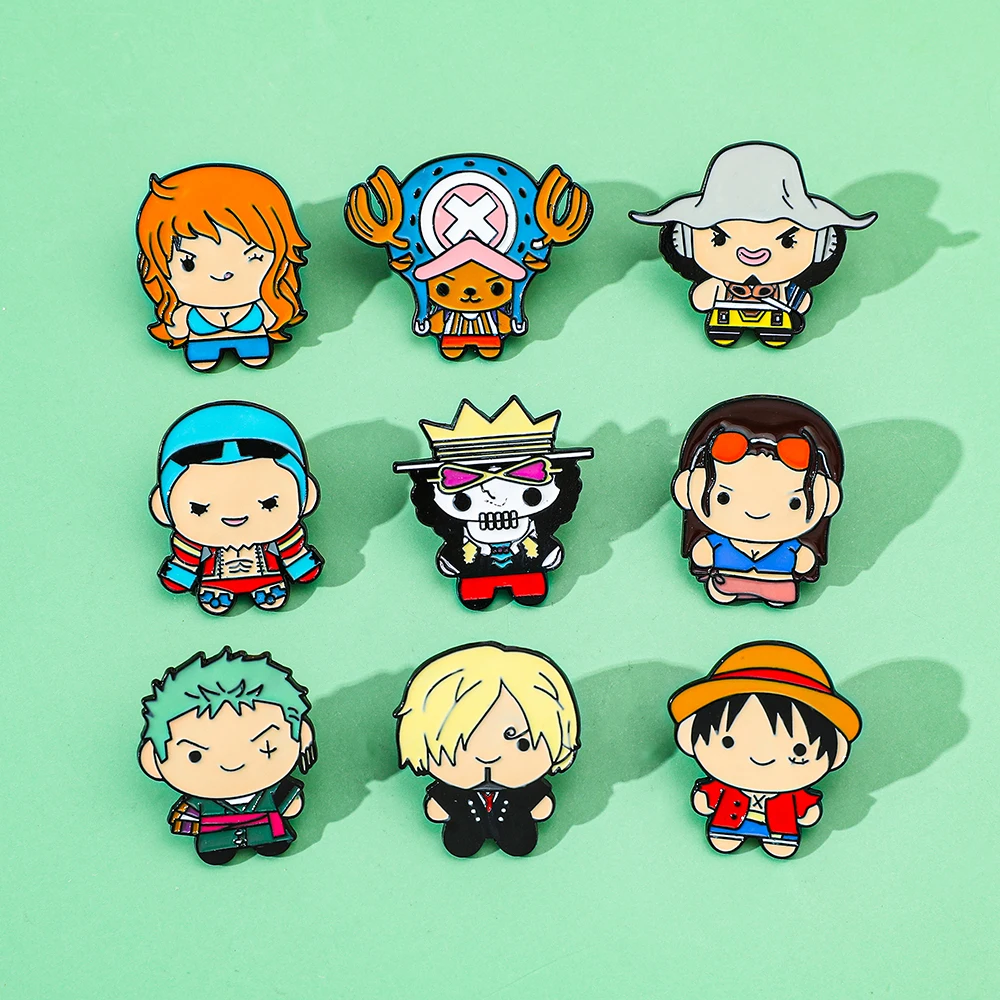 9 Pcs Creative Cartoon Brooch  - Anime One Piece Merchandise 评论和价格
