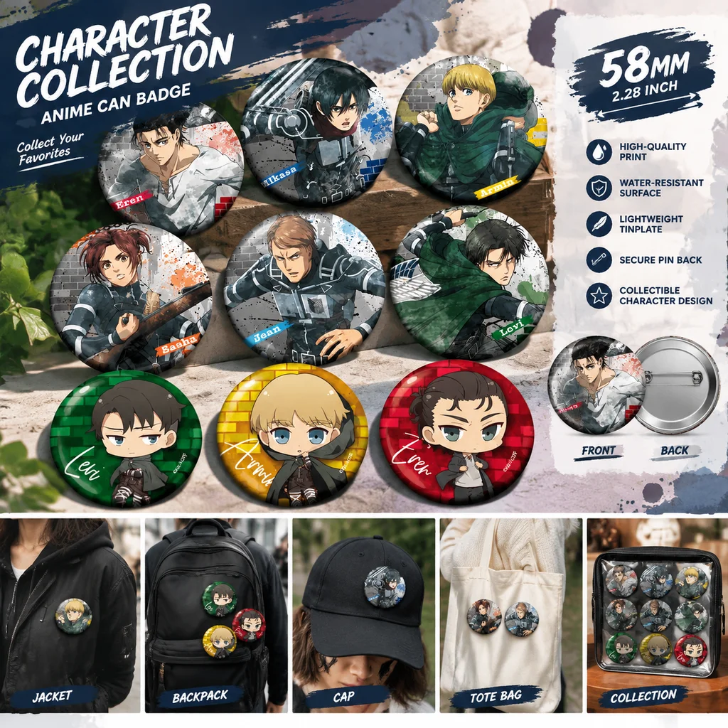 Attack on Titan Anime Merch Ba - Pin Button Badge 评论和价格